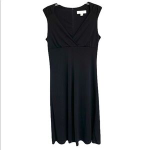 Isaac Mizrahi size 4 black crisscross v-neck sleeveless fit & flare midi dress